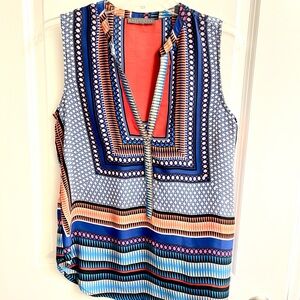 Brixon Ivy Blue and Orange Patterned Blouse from Stitchfix